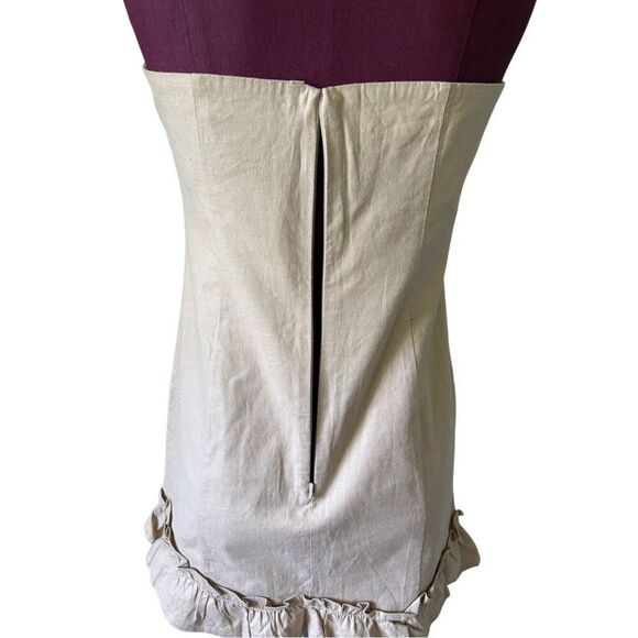 Lovers + Friends Revolve CURTIS MINI DRESS size M Strapless Mini Tan Linen Blend - Picture 11 of 13